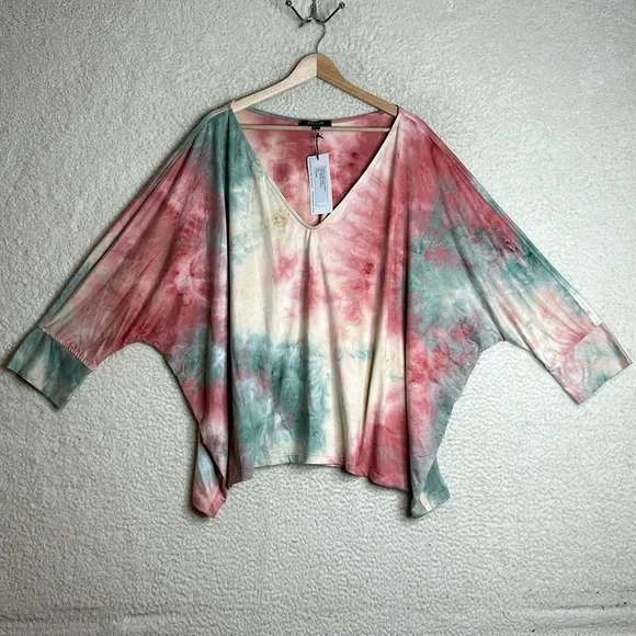 Tie-Dye V-Neck Women's Top - Picture 1 of 8